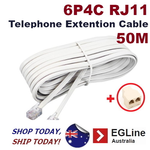 50M 6P4C RJ11 Cable Telephone Extension Leads Cord Cable + Free Splitter - Picture 10 of 10