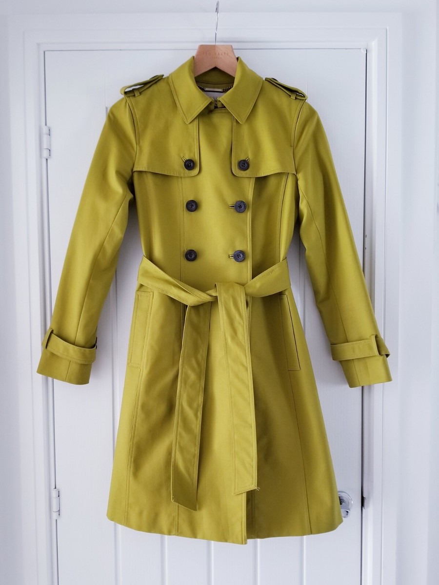 Hobbs Saskia Trench Coat Green Size UK Mid-Length Excellent