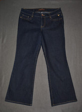 Flared Leg Women's Jeans 33x29 Blue Denim Mid Rise 5-Pocket Dark Wash FAST SHIP!