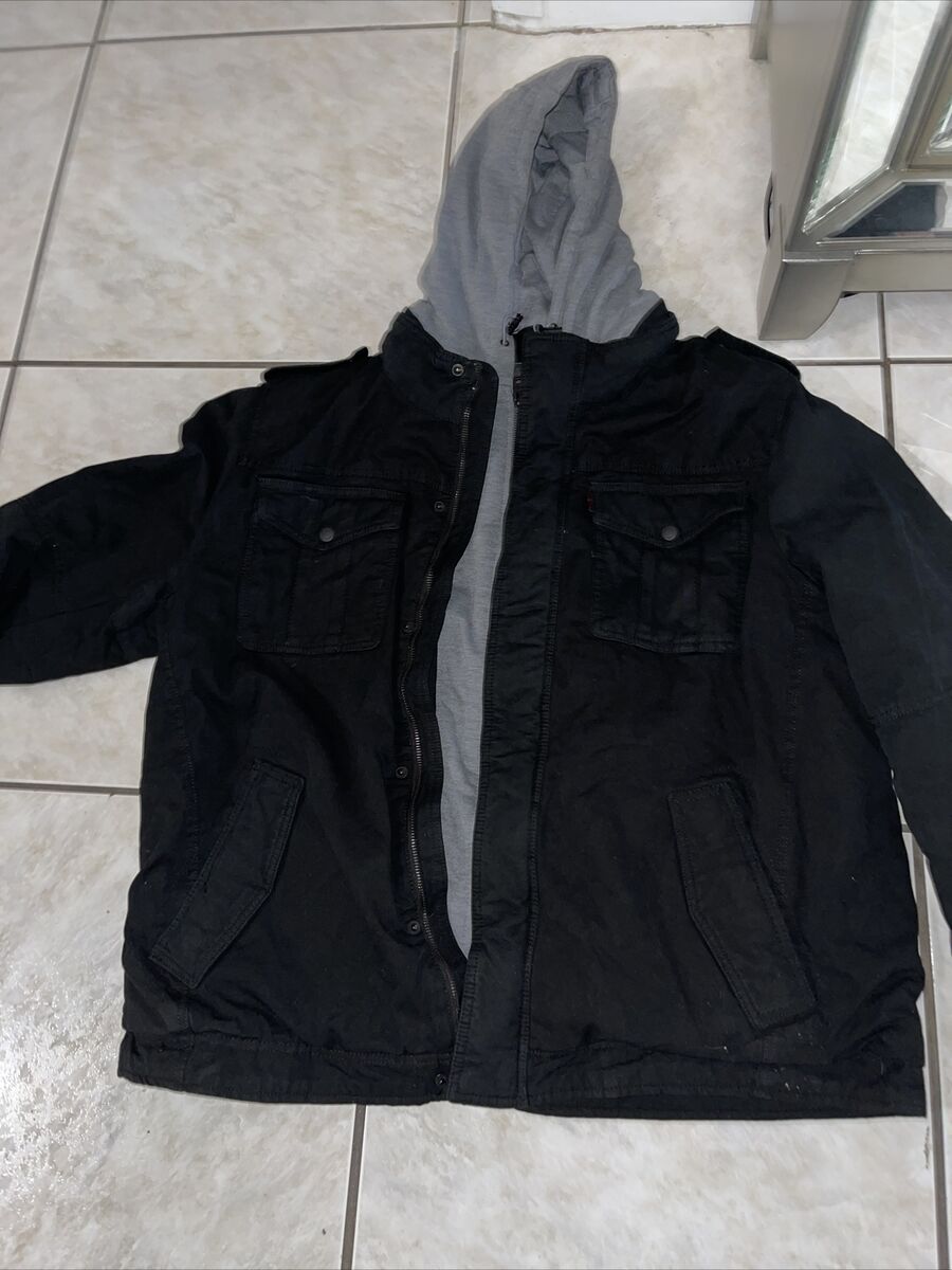 Levi's Denim Jacket with Hoodie attached mens sz 2XL black Levi's Denim Jacket with Hoodie attached mens sz 2XL black