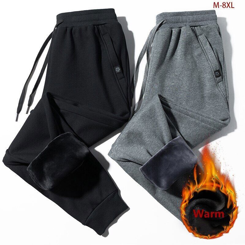 Winter Fleece Thick Pants Men Joggers Pants Loose Sports Pants Cotton Trousers