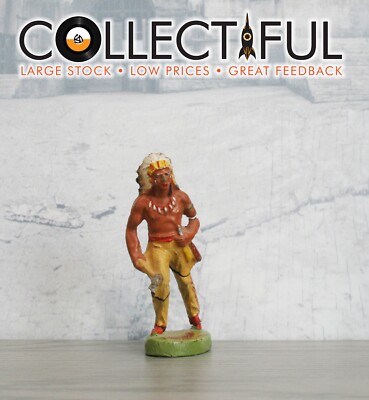 ELASTOLIN - NATIVE INDIAN WITH TOMAHAWK - YELLOW - *RARE*  FIGURE -GERMANY 