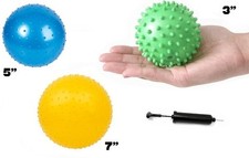 4PCS Bounce Balls Knobby Balls w Pump Sensory Spiky Massage Ball ASD Autism