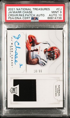 2021 National Treasures Ja’Marr Chase Crossover RPA PSA MINT 9/AUTO 10 Gem