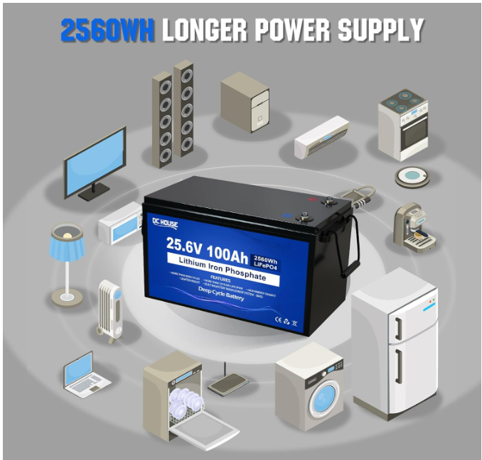 24V 100Ah LiFePO4 Lithium Battery BMS Solar Deep Cycle RV Camper Marine
