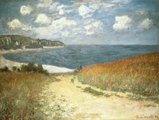  Path Through The Corn at Pourville by Claude Monet Giclee Repro on Canvas