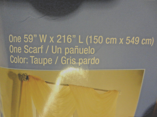 Designables French France Tergal Sheer Scarf in Taupe Color 59” W x 216" L New - Picture 22 of 22