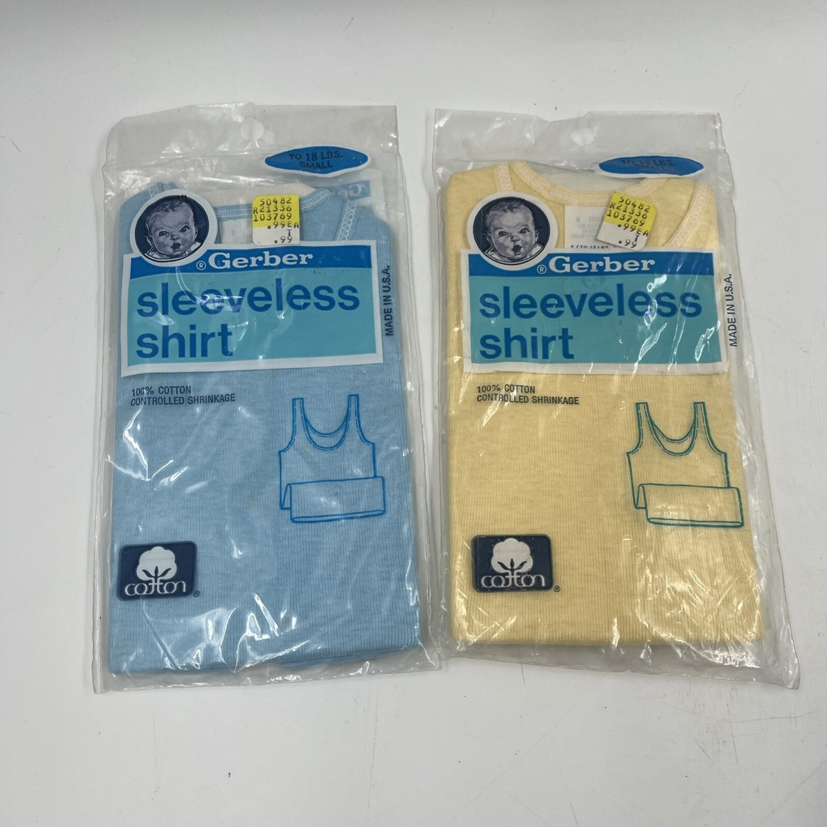 マルタ New 2x Vintage Gerber Baby Sleeveless Shirt Small 18 Lbs Rare 1987