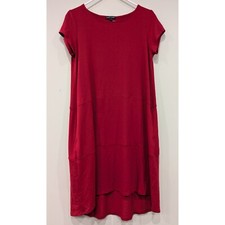 Eileen Fisher Red Short Sleeve Jersey Dress Size Small
