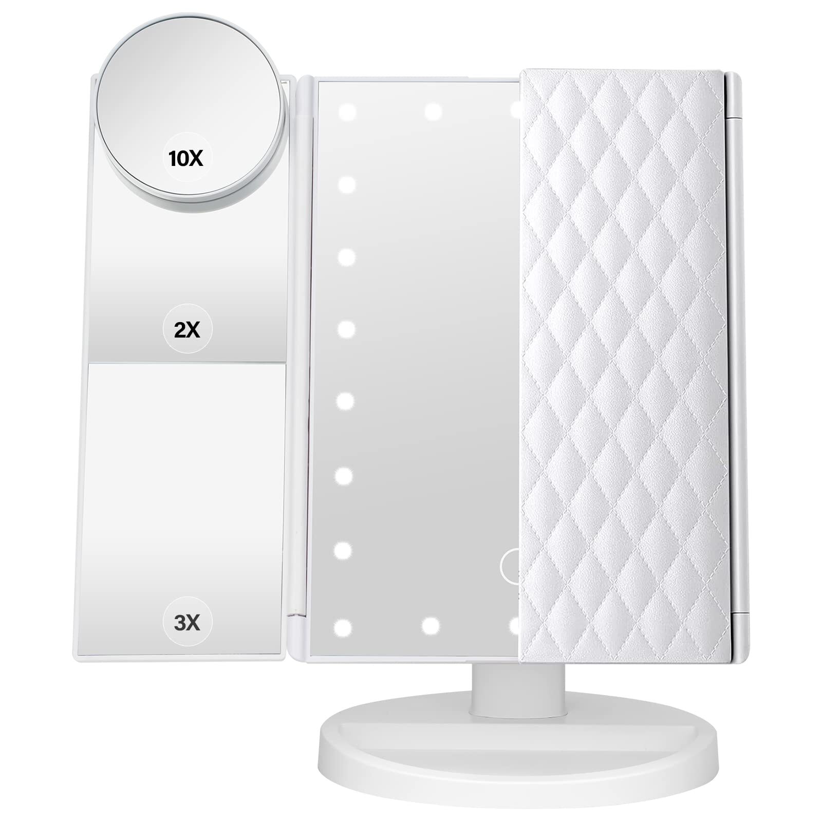 Lighted Makeup Mirror with 1X 2X 3X 10X Magnification & Adjustable Lights-image