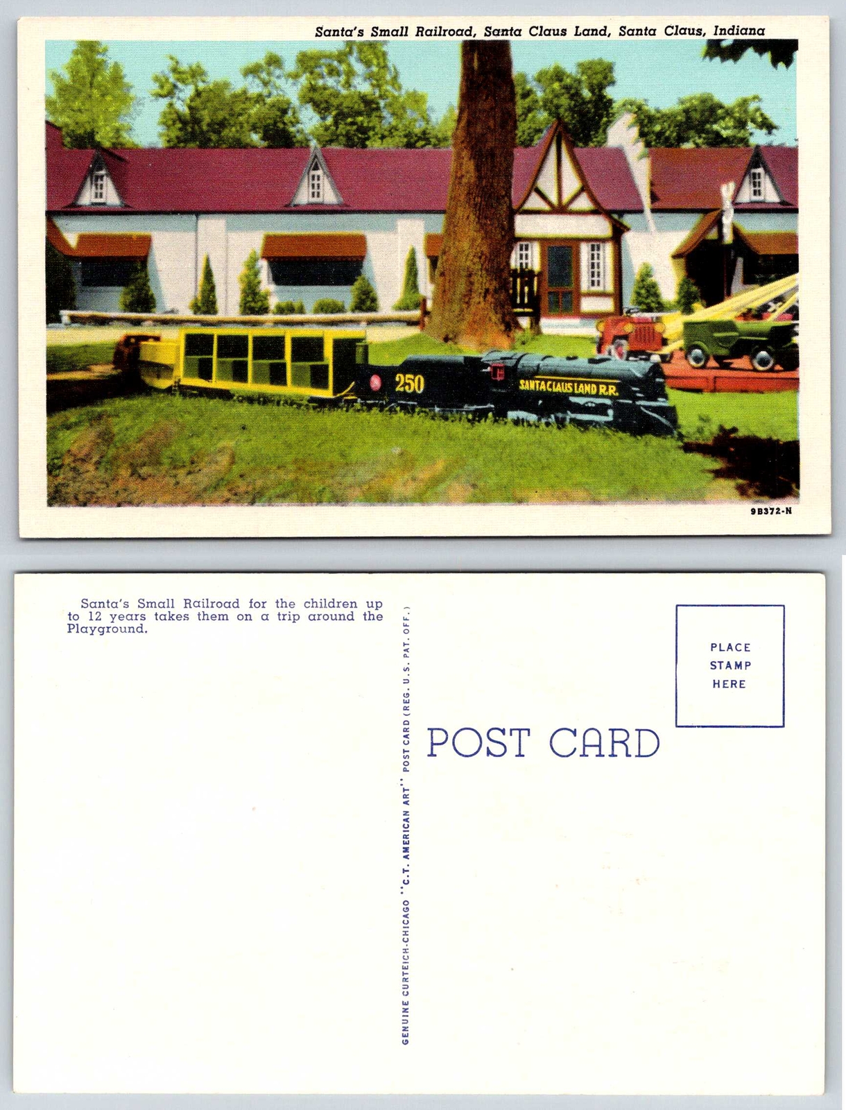 Santa Claus Indiana SANTA CLAUS LAND RAILROAD SMALL TRAIN Postcard P24