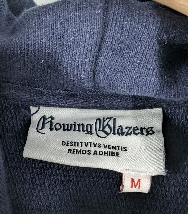 FILA Blazer da canottaggio Monster Loch Ness felpa con cappuccio ricamata blu navy M New York streetwear raglan