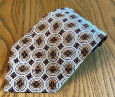 FLORENZ - Beige Tie with Cream and Red ovals 100 Silk
