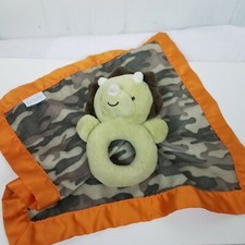 Carters Triceratops Lovey orange green security blanket rattle rhino
