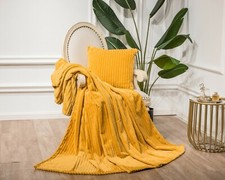 Chunky Rib Throws Soft Warm Chic Blanket Sofa Bed Small and Large 5 Colours 