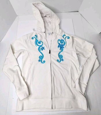 Crazy Shirts Hawaii Full Zip Front Hoodie Sweatshirt Womens S White Sea Turtles