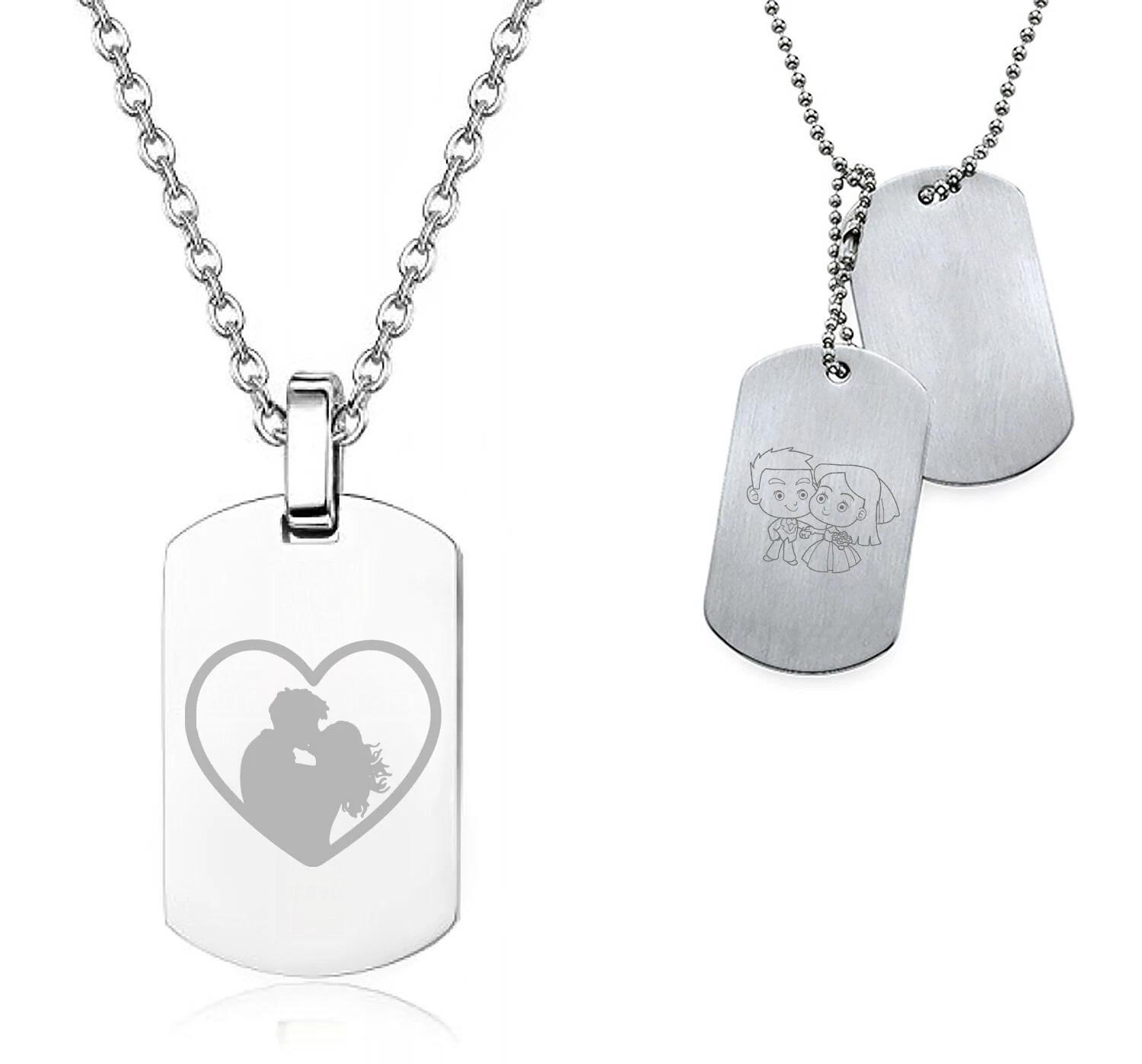 COLLANA INCISA MARINES PERSONALIZZATA VERA INCISIONE A DIAMANTE SAN VALENTINO