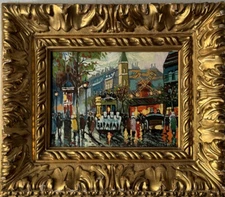 A BLANCHARD VINTAGE MODERN ABSTRACT FRENCH IMPRESSIONIST STREET OIL PAINTING OLD