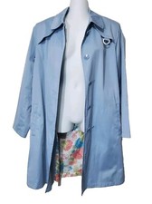 Vintage Fitz-wright Trench Coat Womens Medium Light Blue Button Rain Jacket