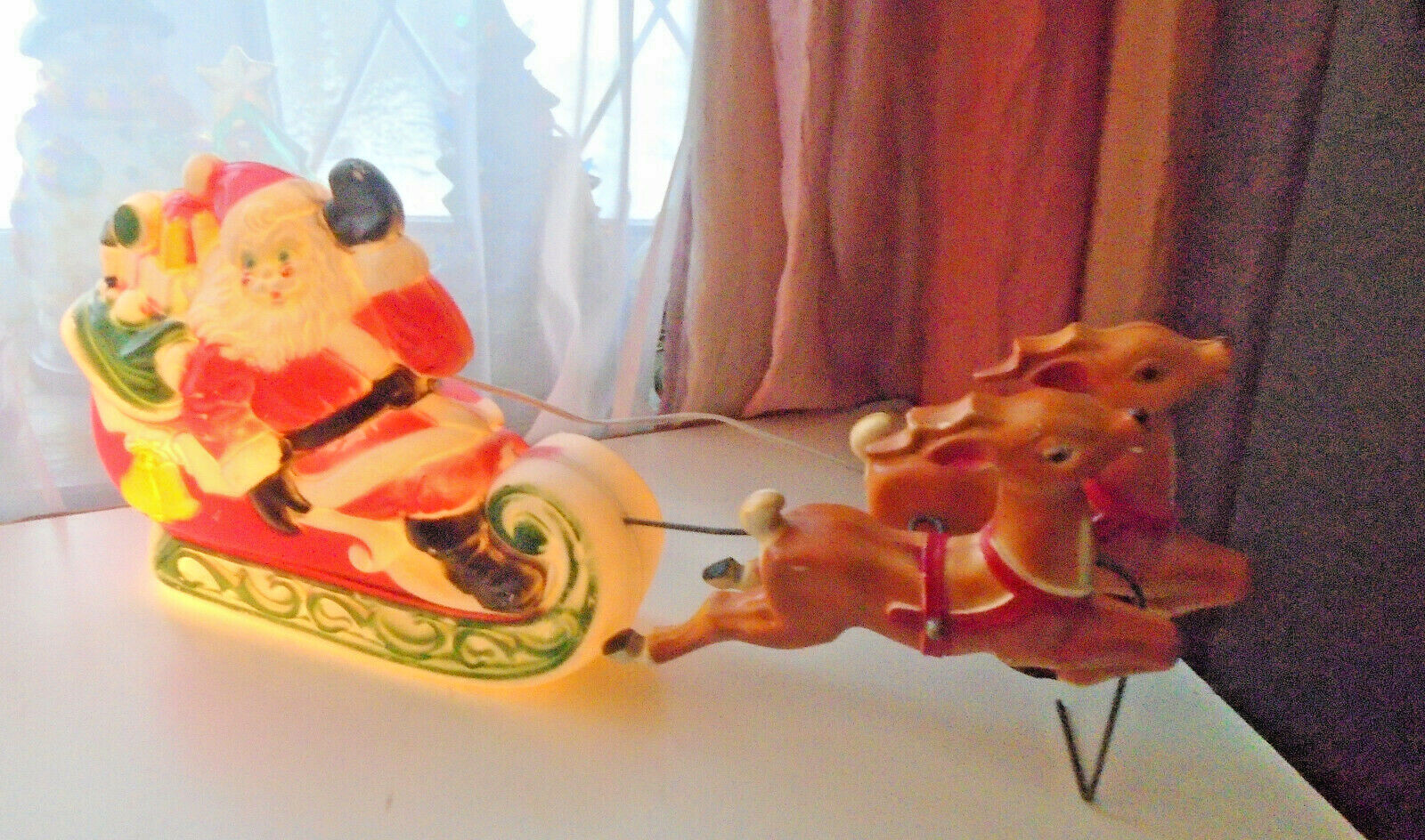 Vintage 1970’s Empire Mini Blow Mold Light Up Christmas Santa Sleigh ...