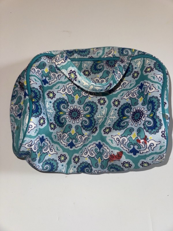 Modella Cosmetic Bag Teal Blue Green Paisley Travel Pouch Makeup Toiletry Case