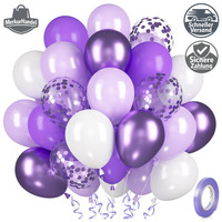 Luftballons 30 StüCk Lila Hell Lila Metallic Lavendel Konfetti Weiß Party
