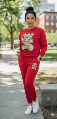 Conjunto De Suéter Y Jogger Estilo Deportivo Con Diseño Inspirado Y Pedrería
