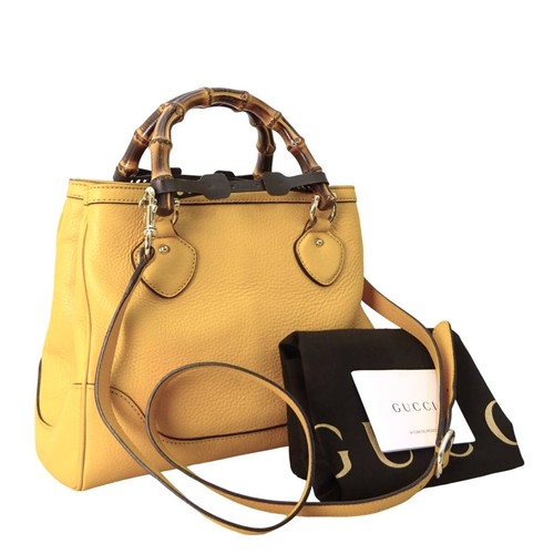Gucci Diana Bamboo 2WAY Yellow Leather 308360 Sling Shoulder Bag Handbag