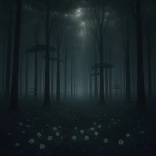 Mystical Dark Forest AI Digital Art Print | Atmospheric Scene | Wall Decor
