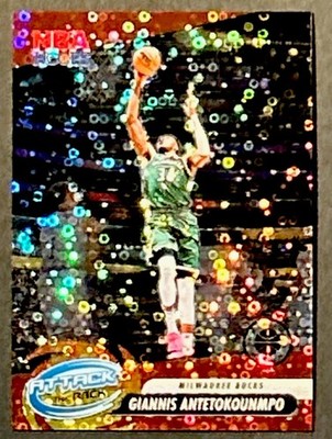 2023-24 Nba Hoops - Giannis Antetokounmpo Attack The Rack #2 Red Disco Prizm /99