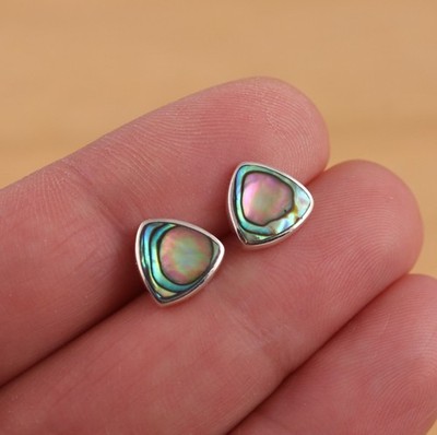 Abalone Muschel 925 Sterling Silber Dreieck Ohrstecker 10x10mm Geschenk verpackt