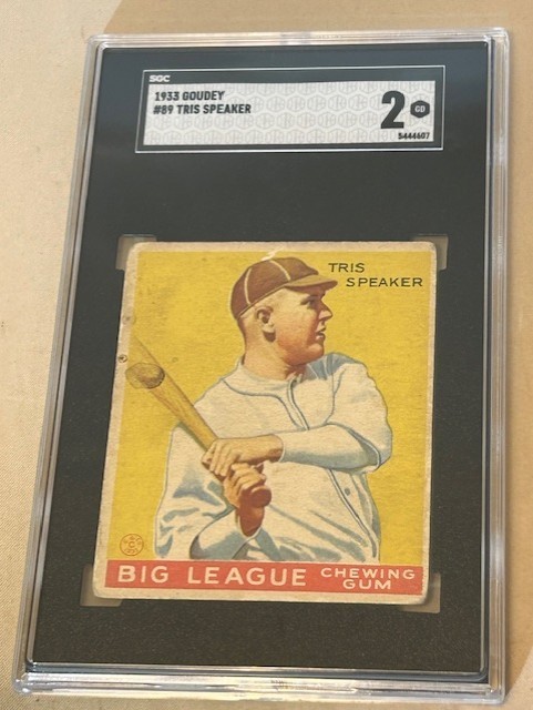 1933 GOUDEY #89 TRIS SPEAKER SGC 2 GD KANSAS CITY BLUES BASEBALL CARD.
