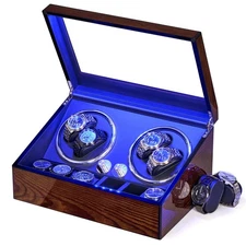 Automatic Watch Winder Box, 4 Winders with LED Light & 6 Storage Case