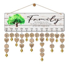 Wooden Family Tree Birthday Reminder Calendar Board DIY Tracker Plaque 100 Tag