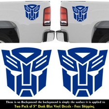 Autobot Inspired Transformers 2 Pack 5" Blue Vinyl Decal Car Truck Window Bumper
