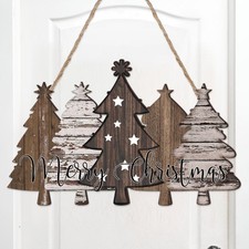 Merry Christmas Decorations Trees Wooden Door Wall Hanging Sign Xmas Winter Gift