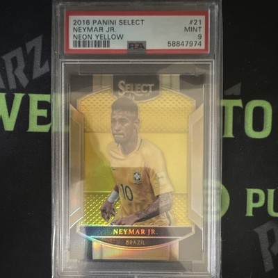 Panini 2016-17 Select Neymar Jr. Neon Yellow #21 /75 PSA 9 Brazil