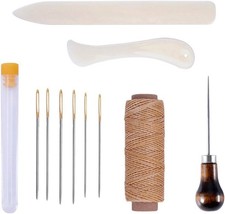 11 Pieces Bookbinding Kit Starter Tools Set Bone Folder Paper Creaser, Waxed Thr