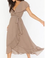 SHOW ME YOUR MUMU Jess ruffle dress in dune chiffon sz L