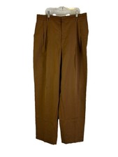 Vintage 90s Womens 14 Wool Pleated High Rise Dress Pants Slacks Brown Classy