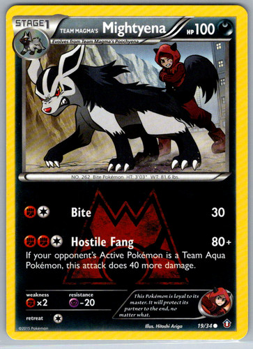 Pokemon Team Magma's Mightyena XY Double Crisis 19/34 LP