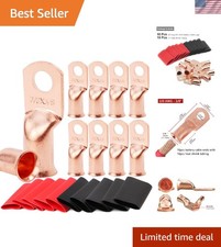 10pcs 2/0 AWG-3/8 Battery Lugs,Heavy Duty Wire Lugs,Ring Terminals,Battery Ca...