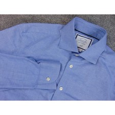 Charles Tyrwhitt Dress Shirt Men 15x32 Slim Fit Blue Solid Non-Iron Professional