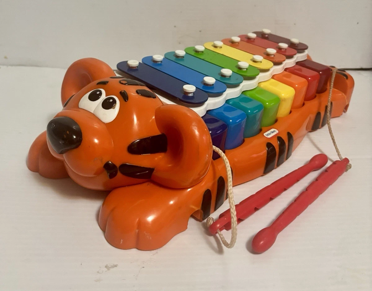 Vintage Little Tikes Orange Tiger Xylophone Piano with Attached