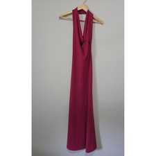 Zara Womens Magenta Pink Cowl Neck Halter Open Back Maxi Dress Size L Stretch
