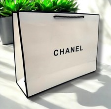 New Chanel Classic White Black SM Shopping Gift Bag 17 x 12.125 x 5
