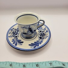 Delfts Blue Hand Painted Petite Cup  Saucer