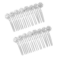 2Pcs Rhinestone Side Hair Combs Alloy Pearl Hair Comb Hairs Combs for Women