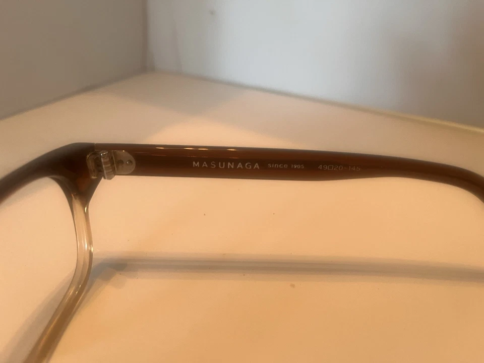 MASUNAGA 028 Eyeglass two tone in Brown Frame 49/20-145 Handmade in Japan  - Image 3 of 4