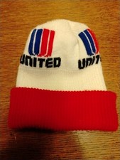 UNITED AIRLINES Knit Stocking Beanie Red White and Blue Hat Vintage Adult